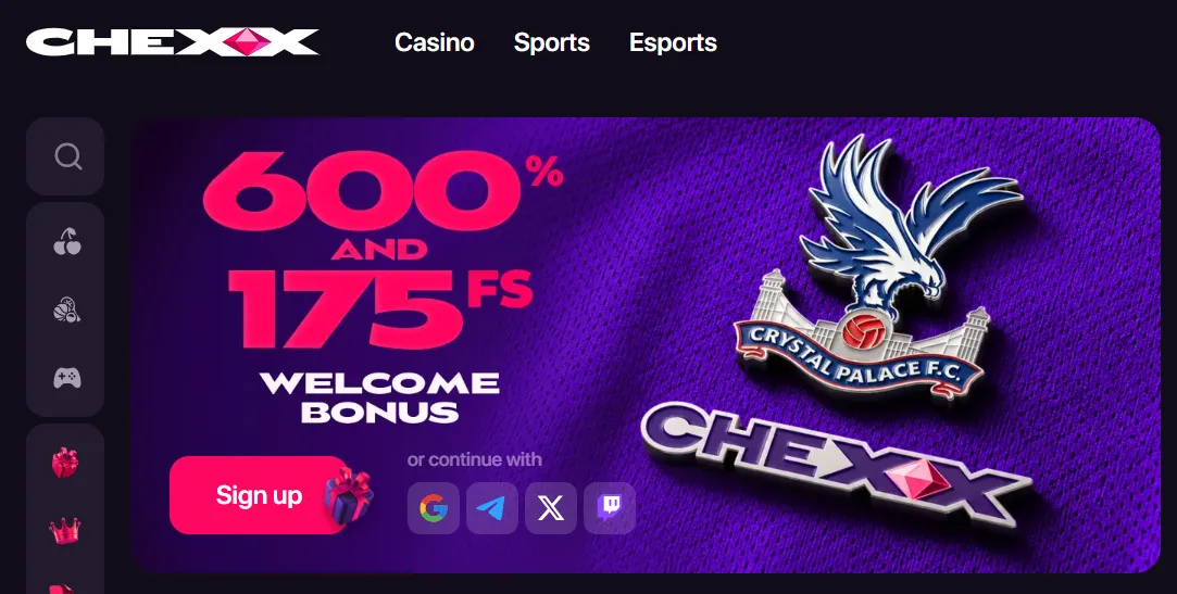 CHEXX welcome bonus and promotions page